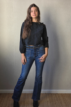 Blusa bordada rombos negra