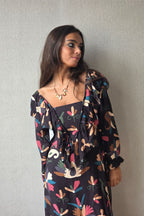 Vestido estampado flores negro