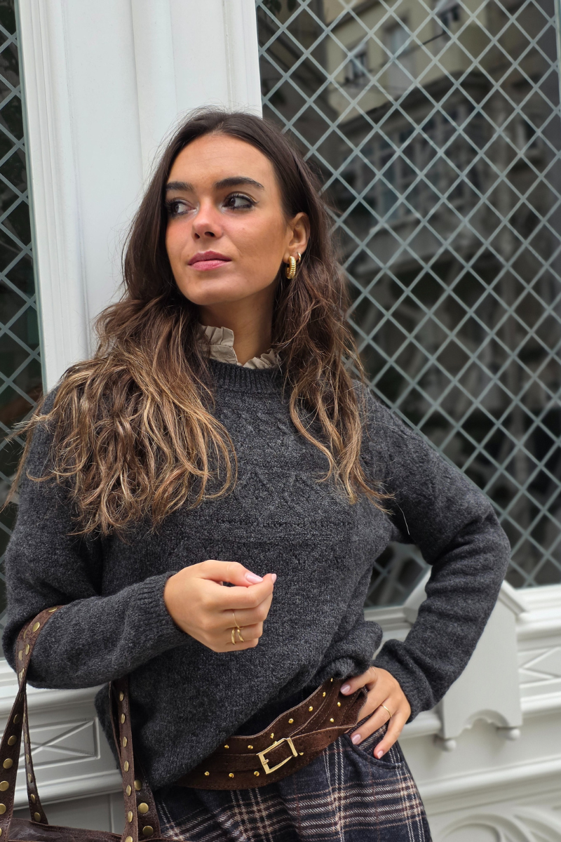 Jersey greca tricotada gris