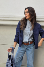 Chaqueta Acolchada de Nudos Azul Marino