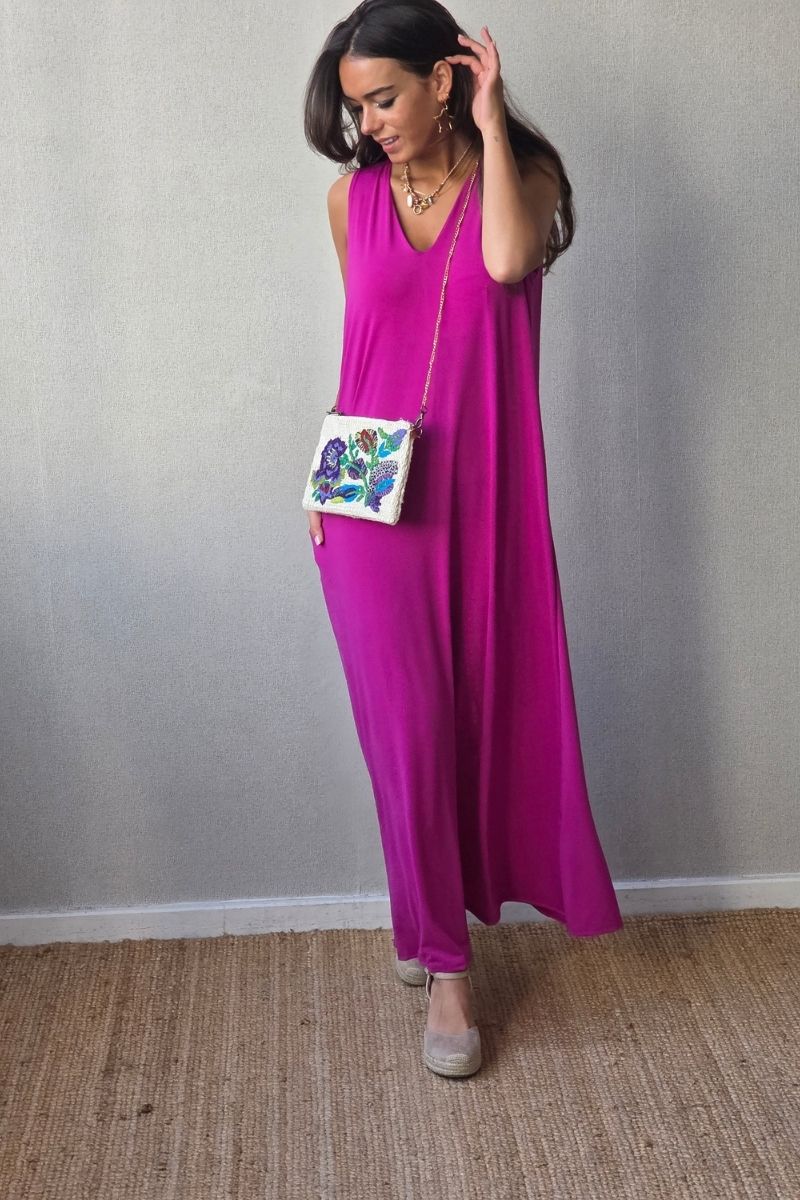 Vestido Asas con Bolsillos Magenta