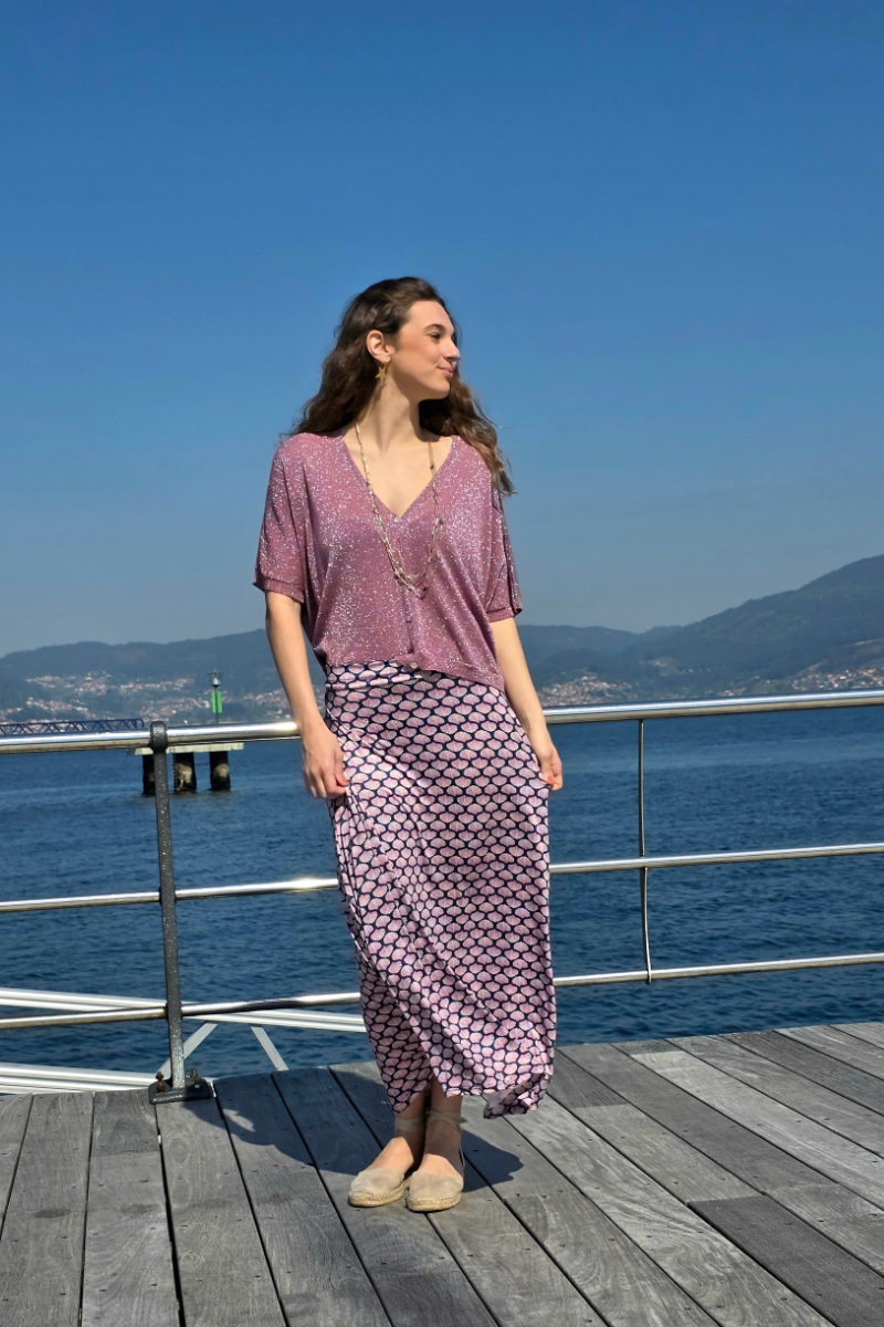 Falda Larga de Conchas Marino elástica