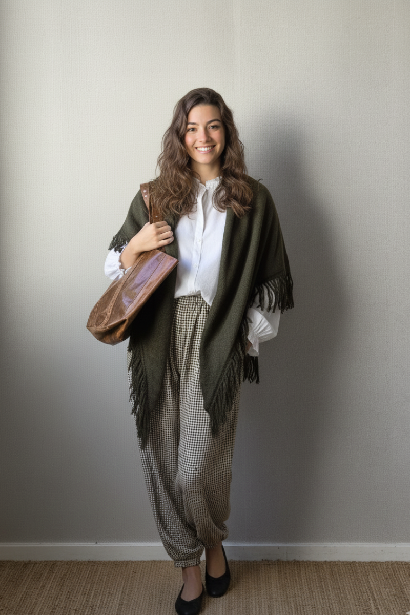 Pantalón bombacho de cuadros verde militar