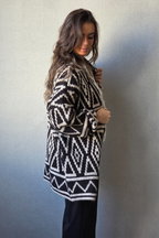 Chaqueta de lana con dibujo chocolate