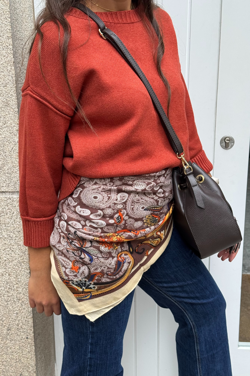 Pañuelo estampado cachemira marrón