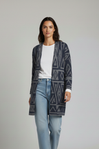 Chaqueta de lana con dibujo azul