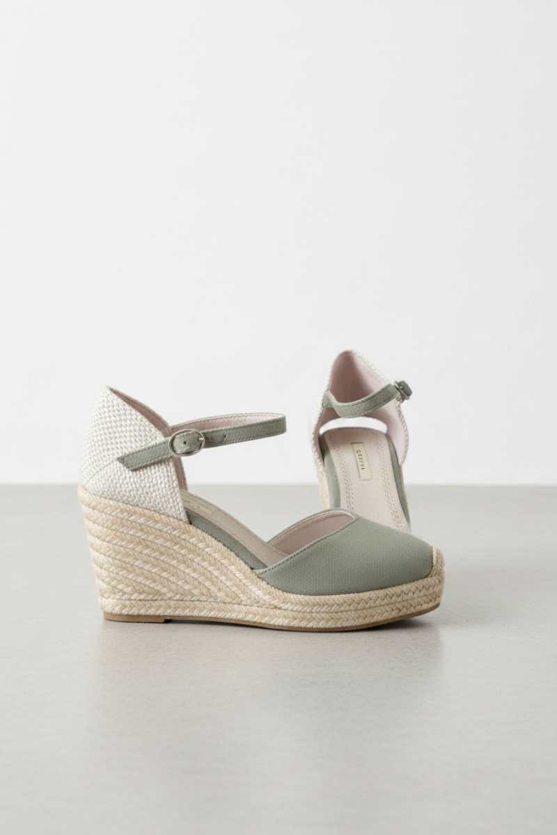 Alpargata Valenciana Cuña Verde - Plataforma Yute 8cm