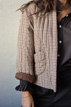 Chaqueta de cuadros acolchada chocolate