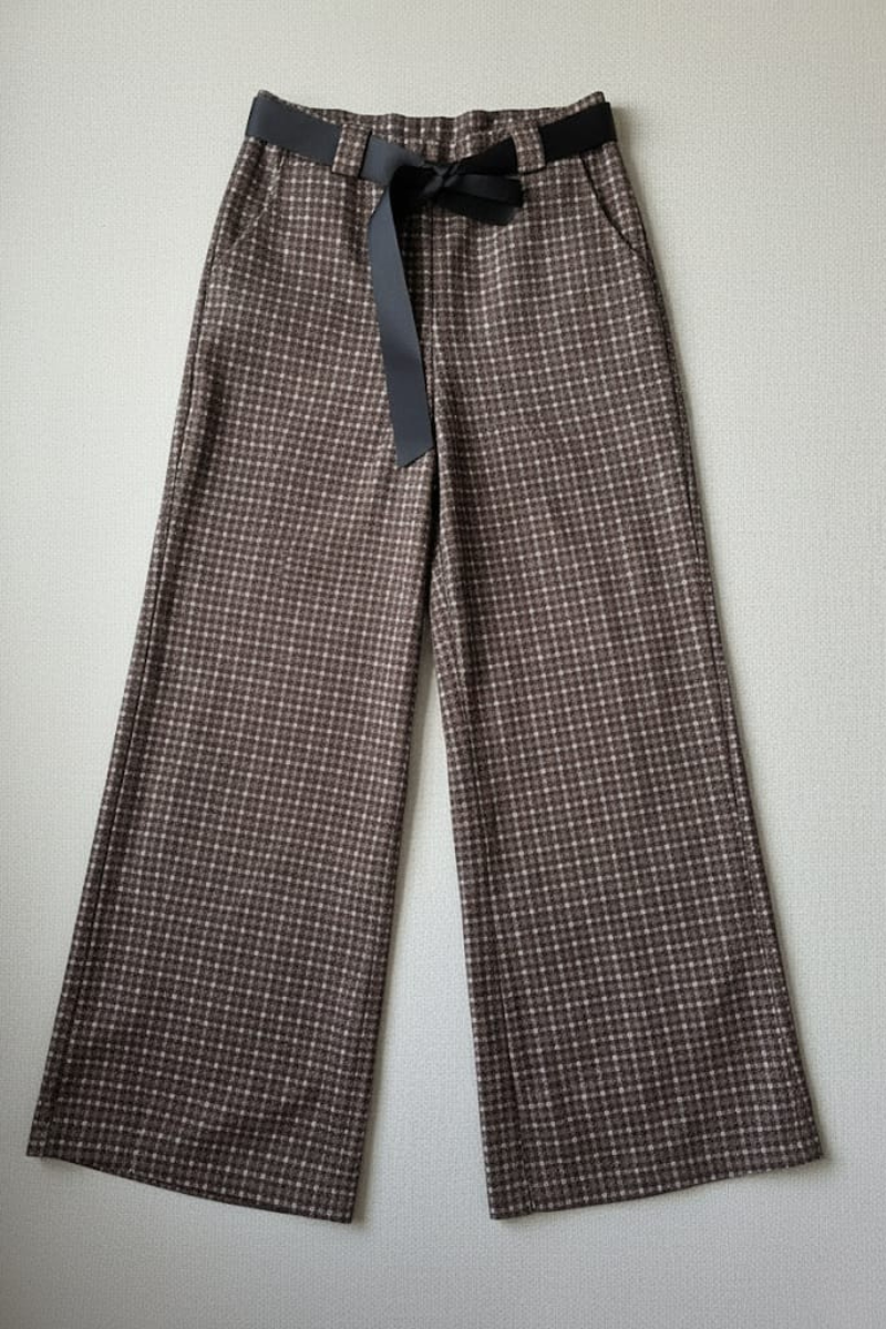 Pantalón palazzo cuadro pequeño chocolate