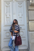 Jersey de rayas azul con detalle de camisa falsa