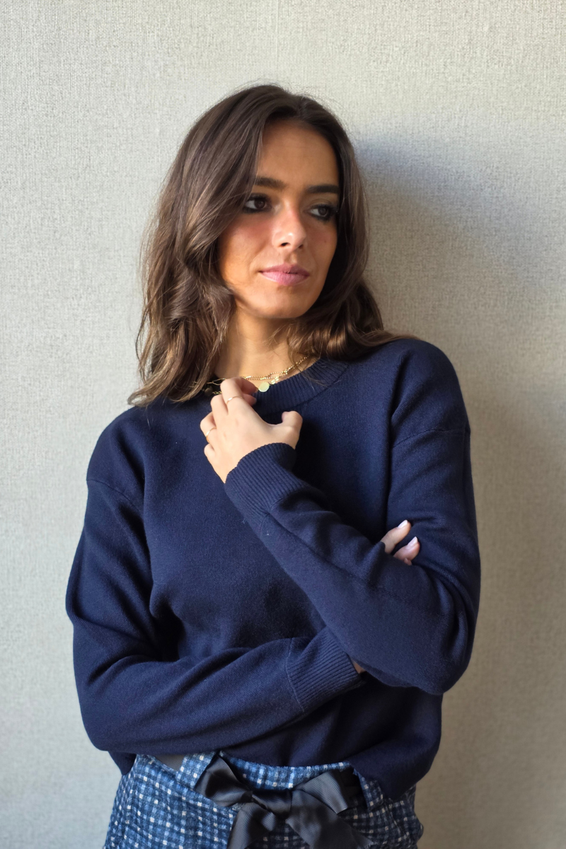 Jersey Arancha cuello redondo corto azul marino