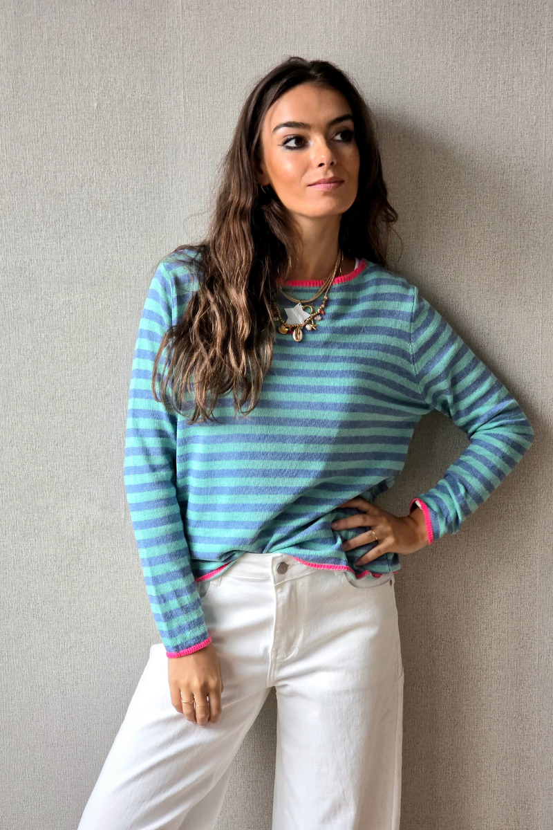 Jersey Sunset Rayas Turquesa