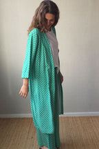 Pantalón estampado largo de flores verde