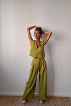 Pantalón de traje en color pistacho