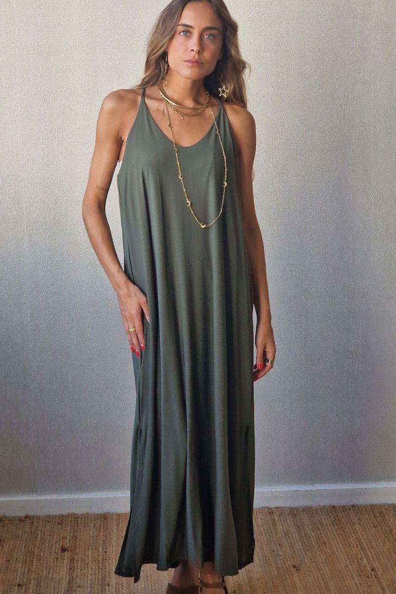Vestido oversize verde militar