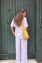 Pantalones goma en la cintura blanco