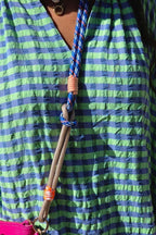 Vestido cuello pico de cuadros verde