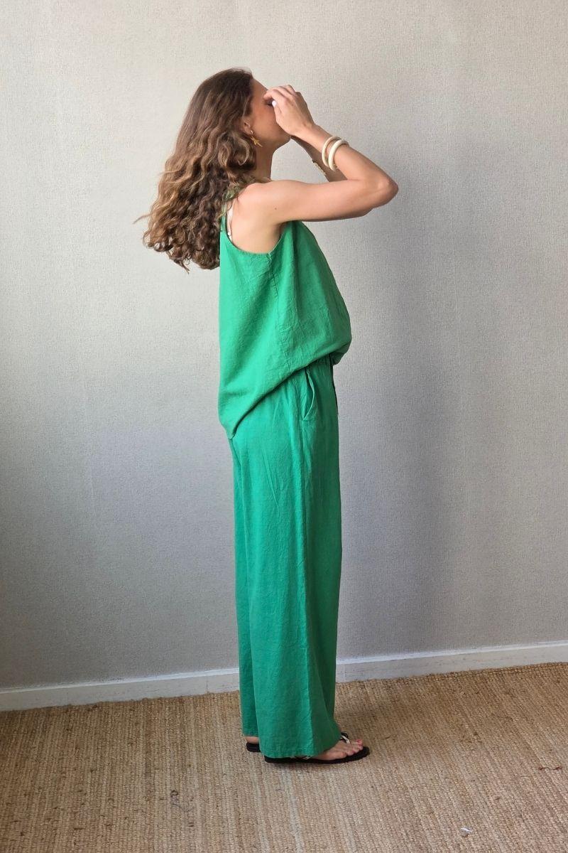 Pantalón tipo lino verde
