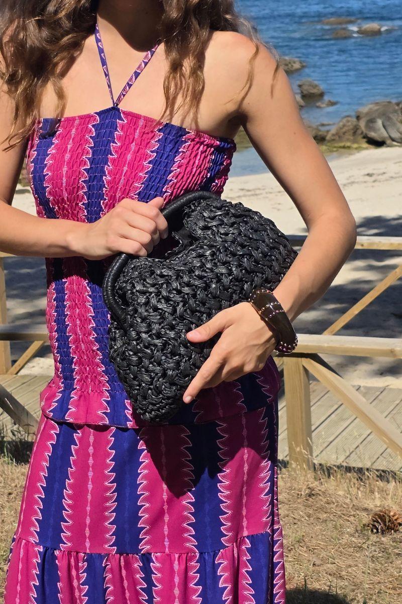 Bolso rafia de mano nego
