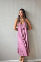 Vestido de tirantes cortado al bies lila