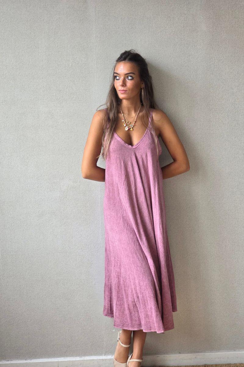 Vestido de tirantes cortado al bies lila