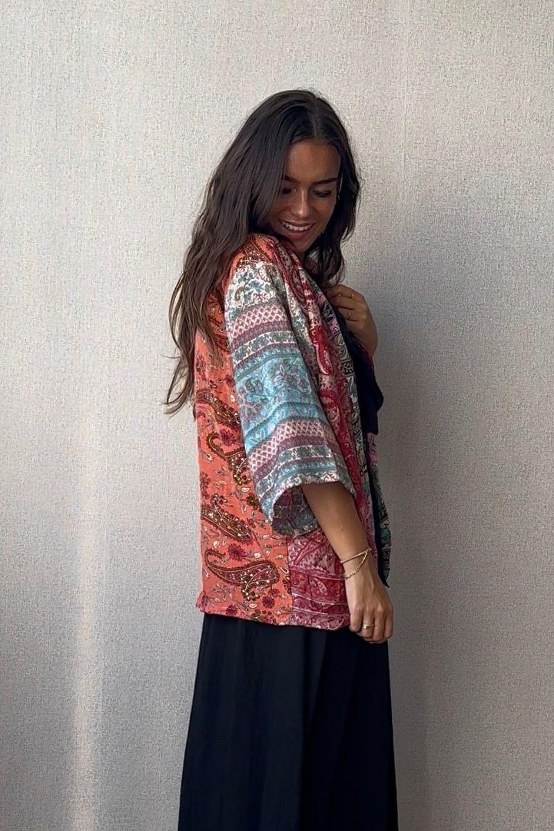 Kimono hindu corto multicolor naranja