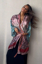 Kimono hindu midi multicolor rosa