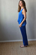 Pantalón de raso azulón
