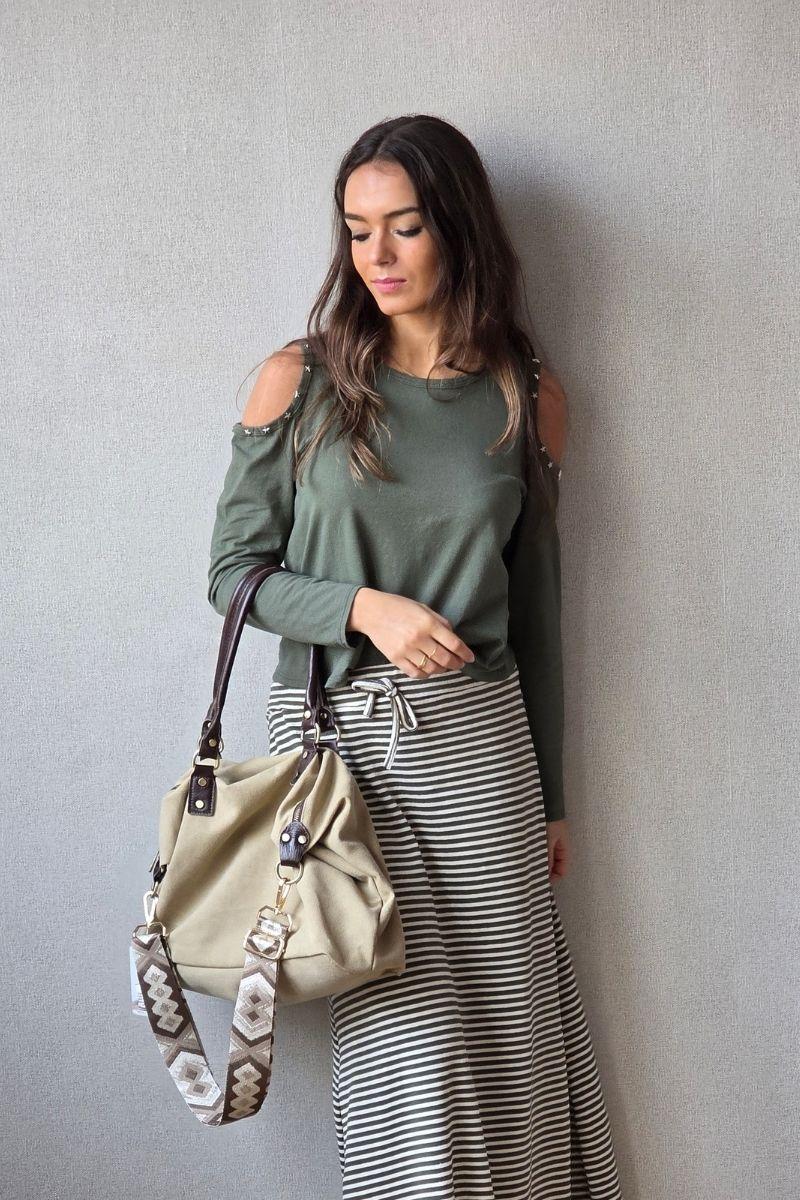 Bolso de loneta oversize beige