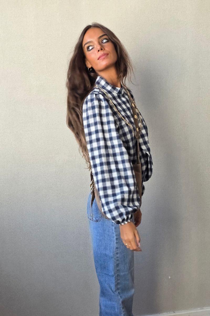 Camisa animal print con brillos Azul marino