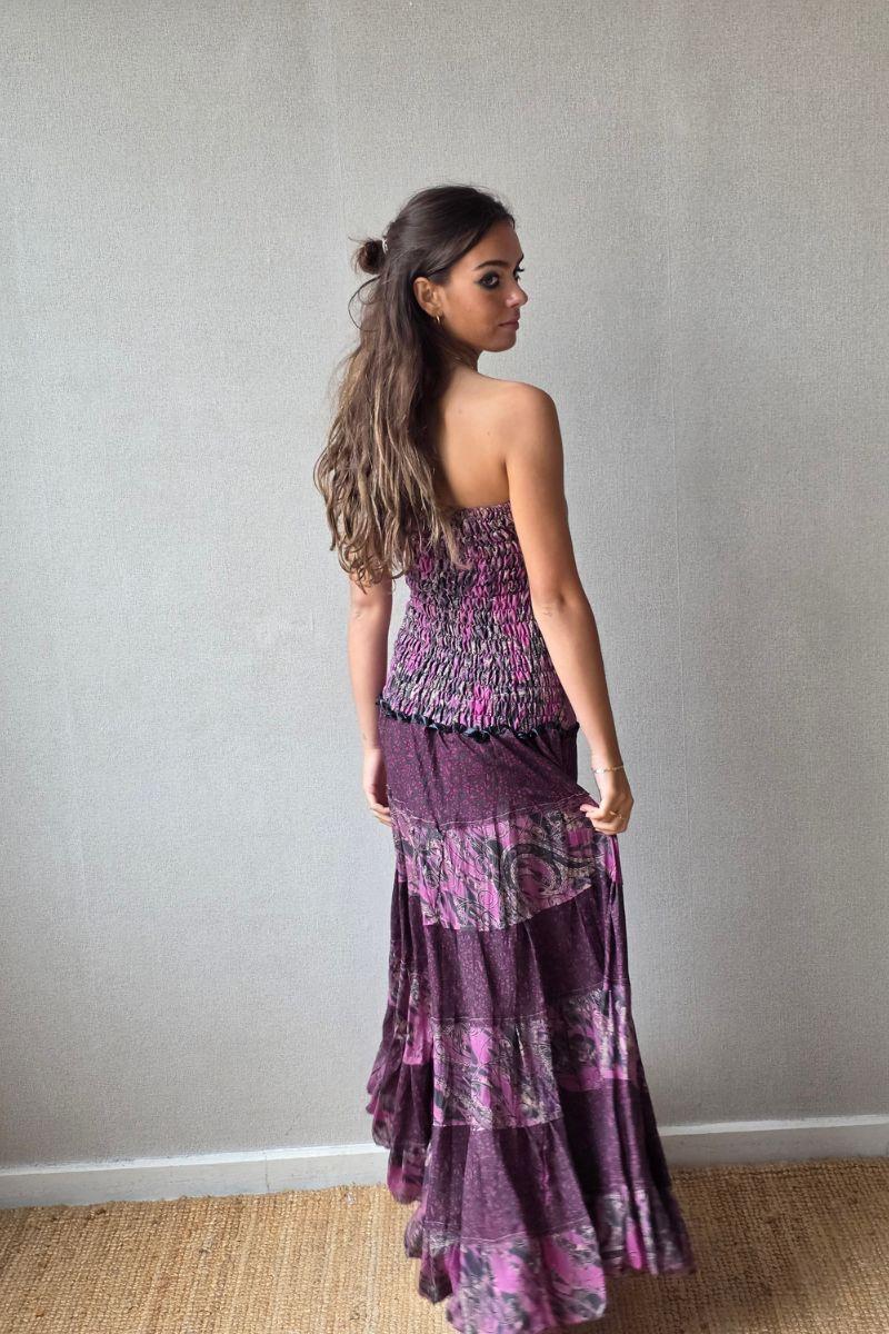 Vestido palabra de honor indio nido de abeja