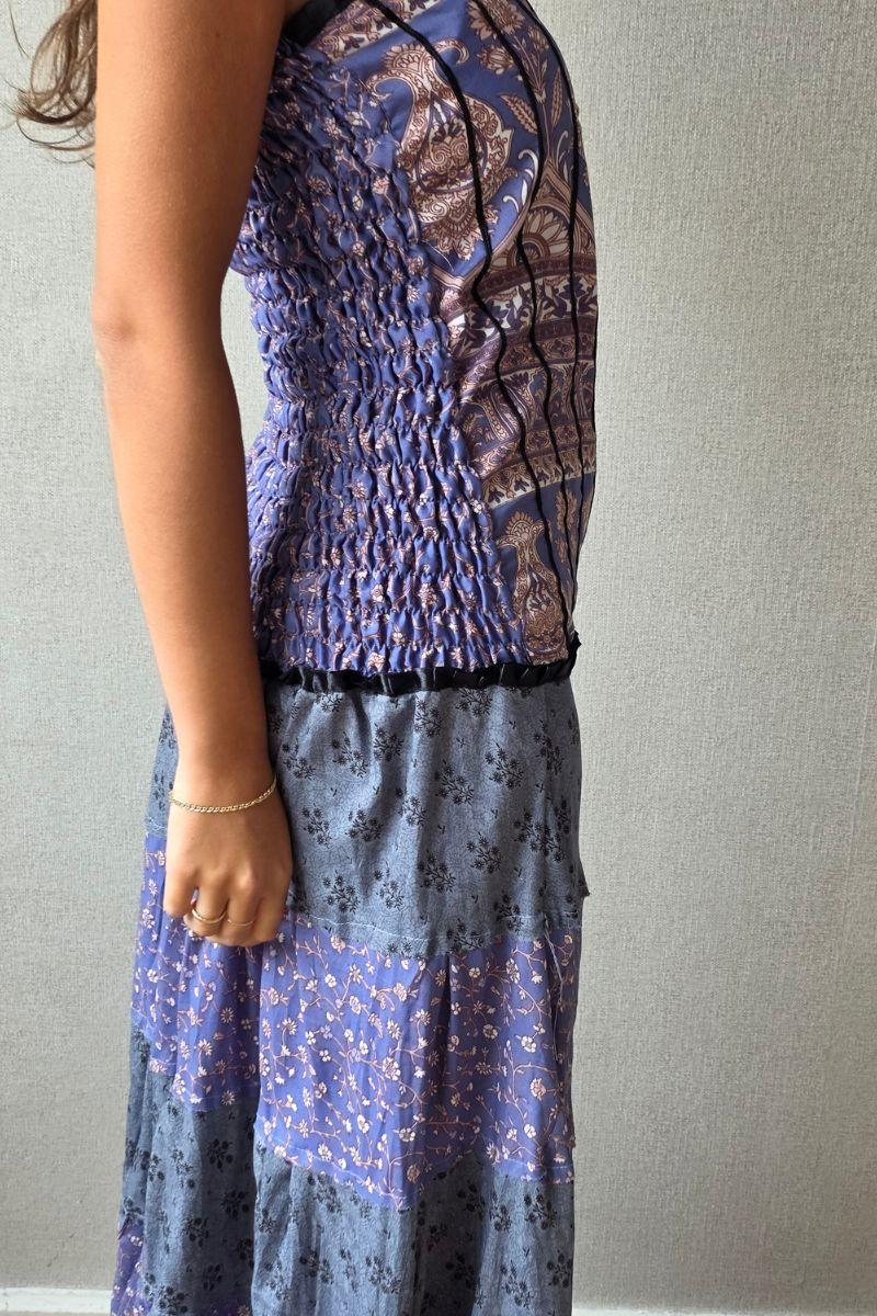 Vestido palabra de honor telas indias