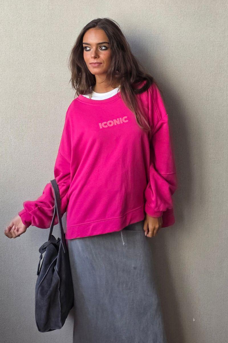 Sudadera oversize  iconic fucsia