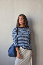Jersey de rayas marino/jeanas