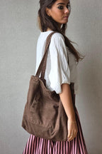 Bolso de tela lavado chocolate