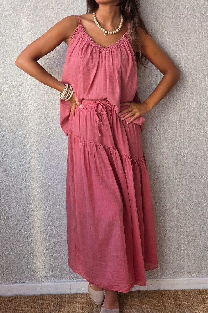 Falda muselina coral