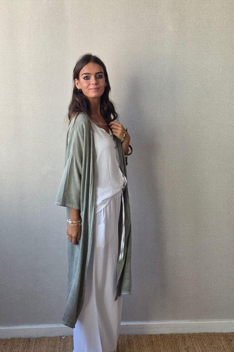 Kimono algodón verde militar