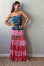 Vestido palabra de honor indio rosa