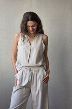 Blusa tipo lino beige
