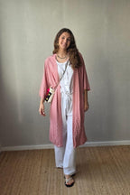 Kimono estampado de flores pepe rosa