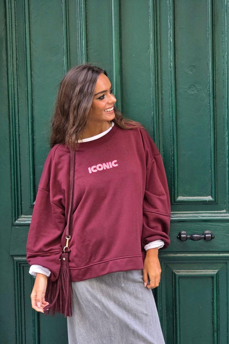Sudadera oversize iconic granate