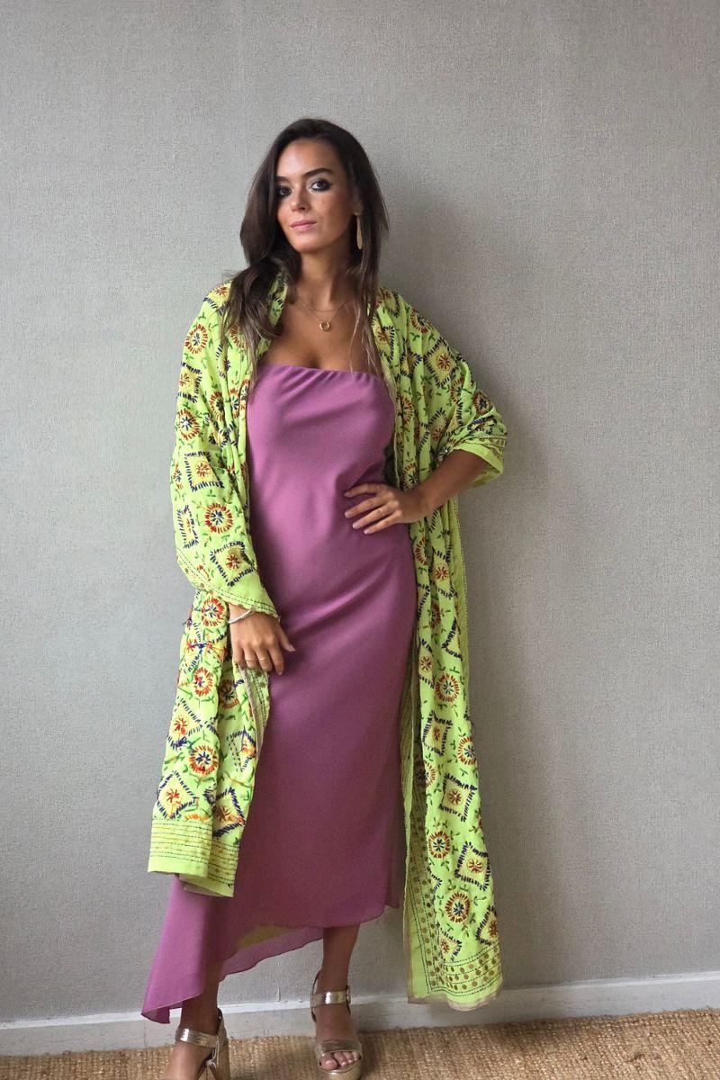 Vestido reversible lima/rosa
