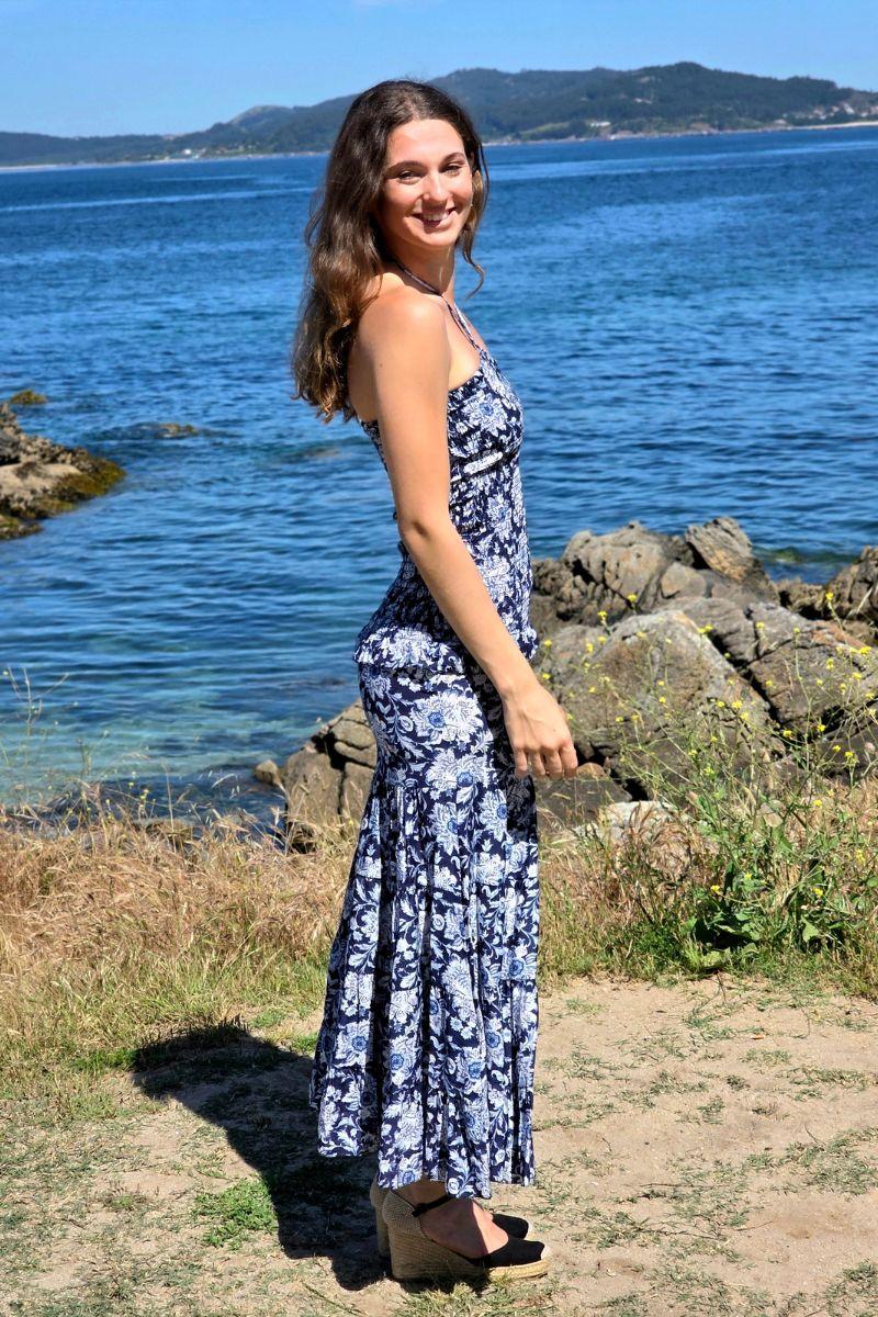 Vestido palabra de honor azul marino