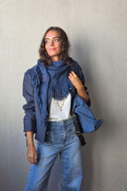 Chaqueta de rayas cuello maho