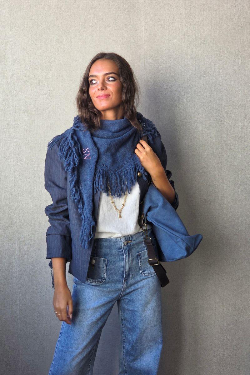 Chaqueta de rayas cuello maho
