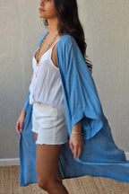 Kimono largo plumeti azul