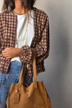 chaqueta tipo bomber de cuadros buganvilla