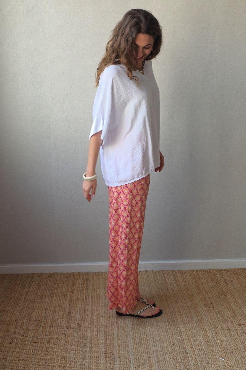 Pantalón estampado fuego bolsillos naranja