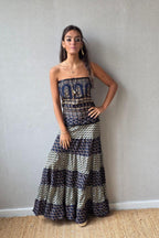 Vestido palabra de honor indio nido de abeja