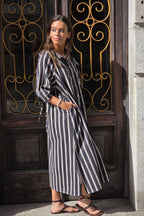 Vestido oversize tipo kurta con manga francesa negro